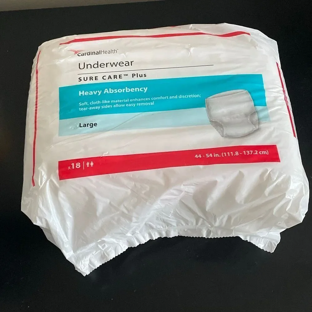 Cardinal health under wear sure care plus heavy absorbency size large 18 count